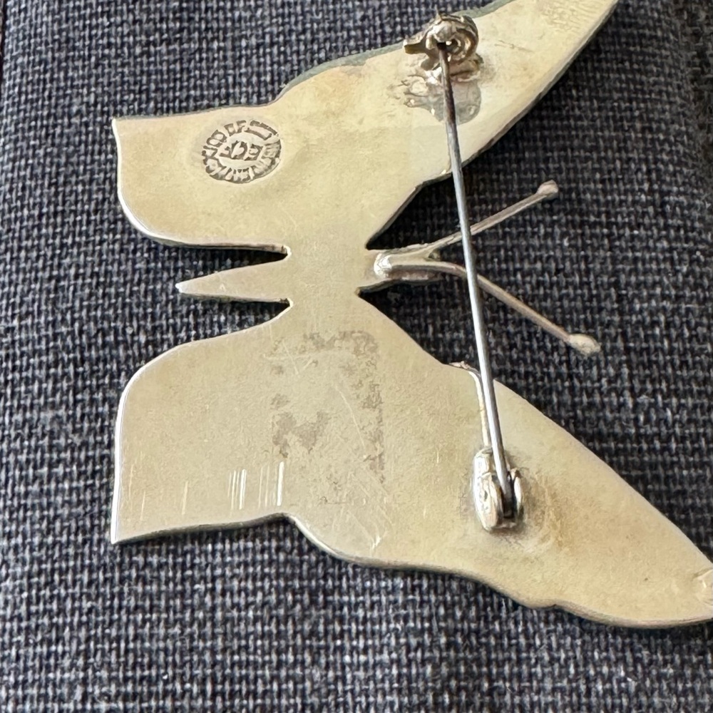 MEXICO Vintage Abalone Butterfly Brooch - Picture 7 of 8